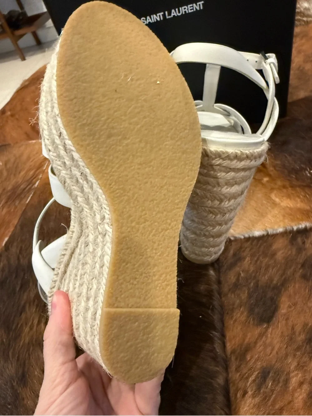 Saint Laurent Tribute Espadrille Wedge Sandals